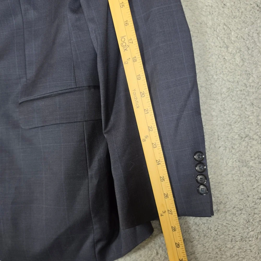 Donald J Trump Sport Coat Mens 42L Blue Office Wool Plaid Blazer Business